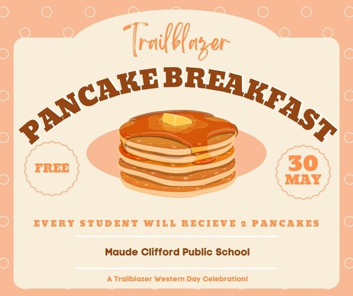 A poster advertising the pancake breakfast event