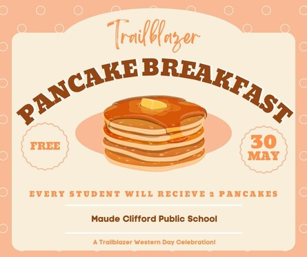 A poster advertising the pancake breakfast event